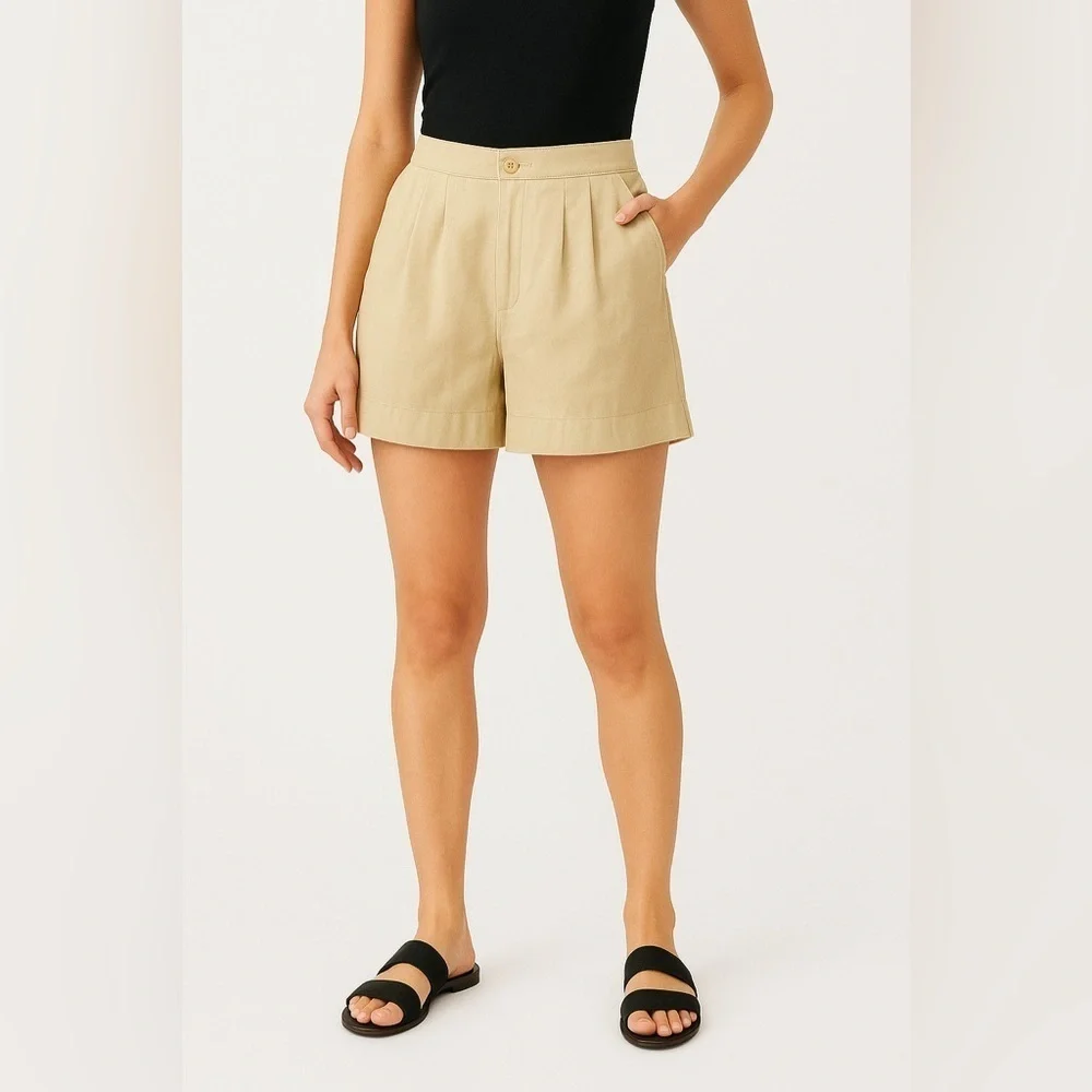 Joie / High Rise Linen Blend Pleated Shorts / Beige / Women’s Medium 8/10 | NWT